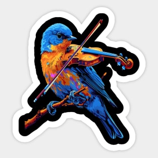 Eastern Bluebird Playing Violin Sticker